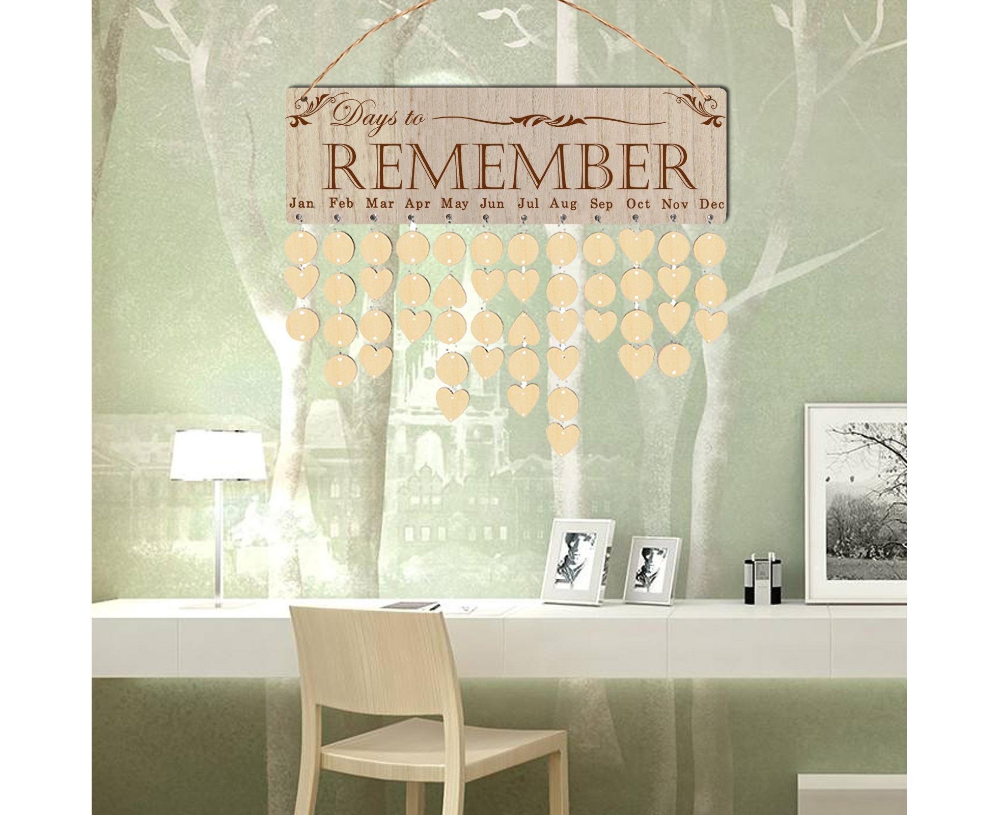 Wall Hanging Calendar Wooden Words Print Family Home Ornaments Office Decor- H โ image 3
