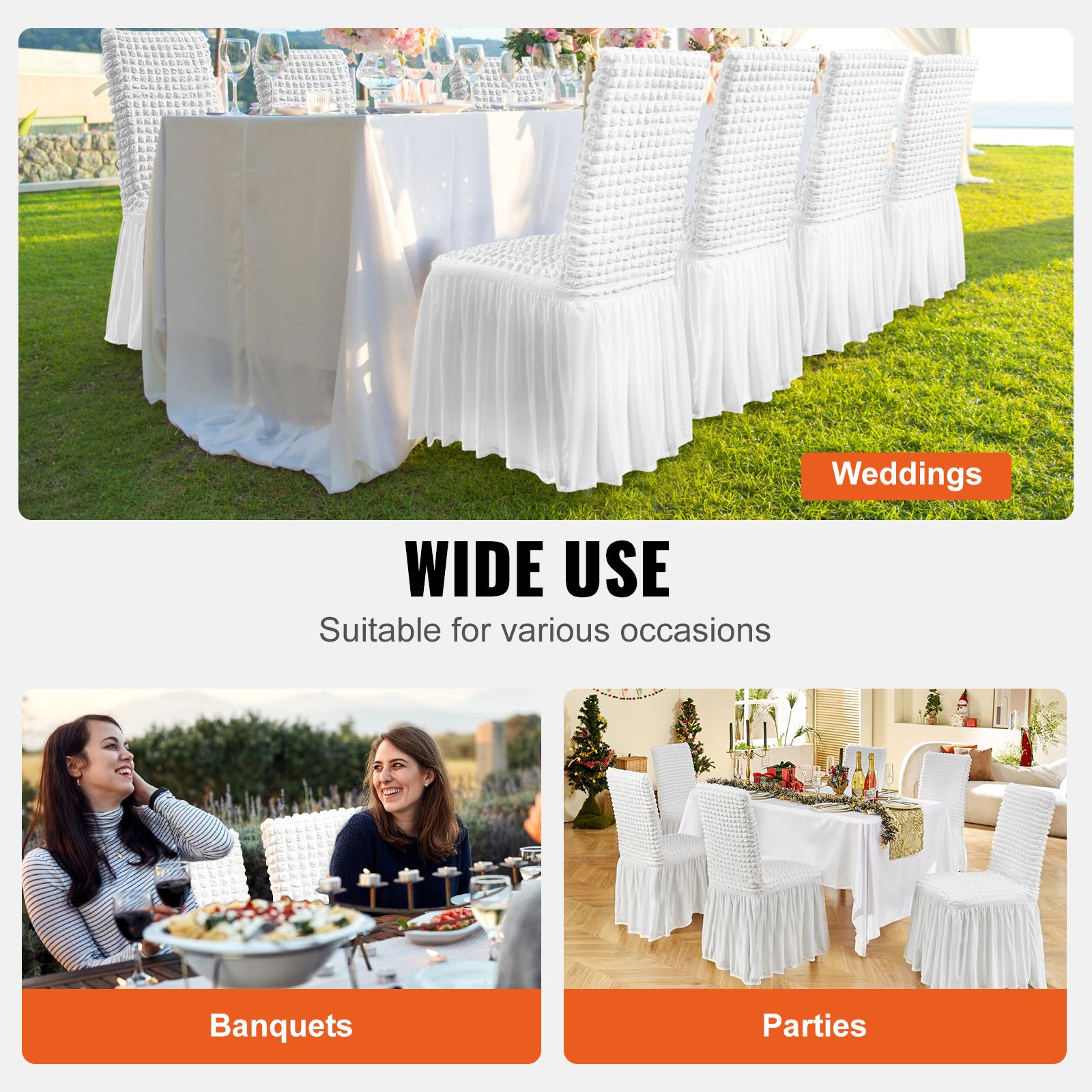 Stretch Spandex Folding Chair Covers, Universal Fitted Chair Cover with Skirt, Removable Washable Protective Slipcovers, for Wedding, Holiday, Banquet, Party โ image 6