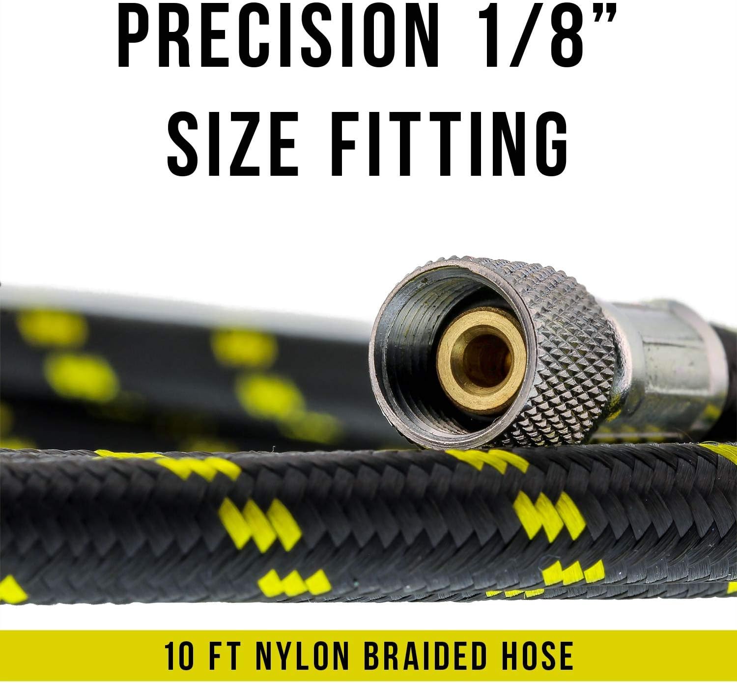 Premium 10 Foot Nylon Braided Airbrush Hose with Standard 1/8" Size Fittings on Both Ends (Hose Color May Vary) โ image 2
