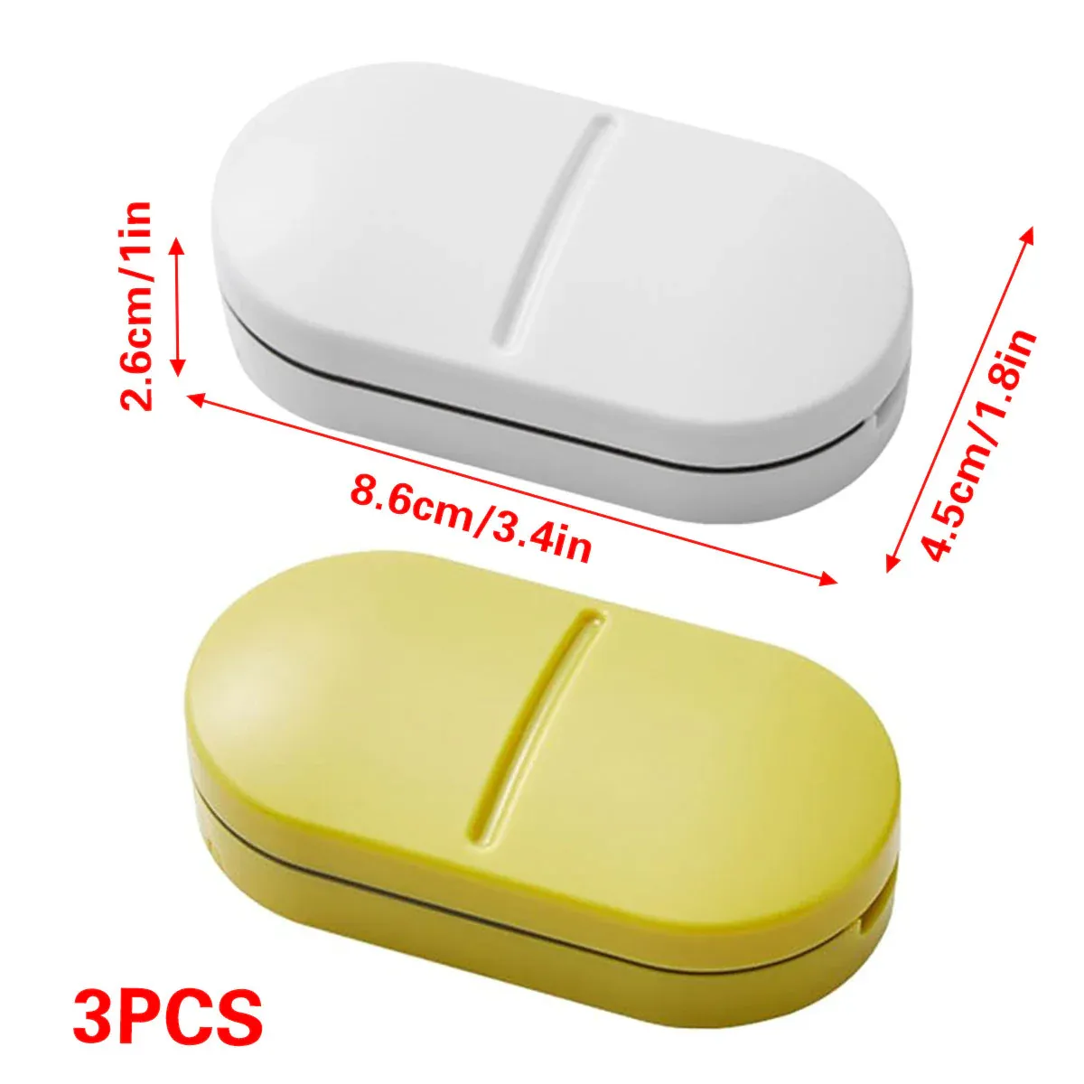 3PCS Tablet Cutter Pill Splitter Portable Medicine Box Pill Organizer Divider - Yellow — image 4
