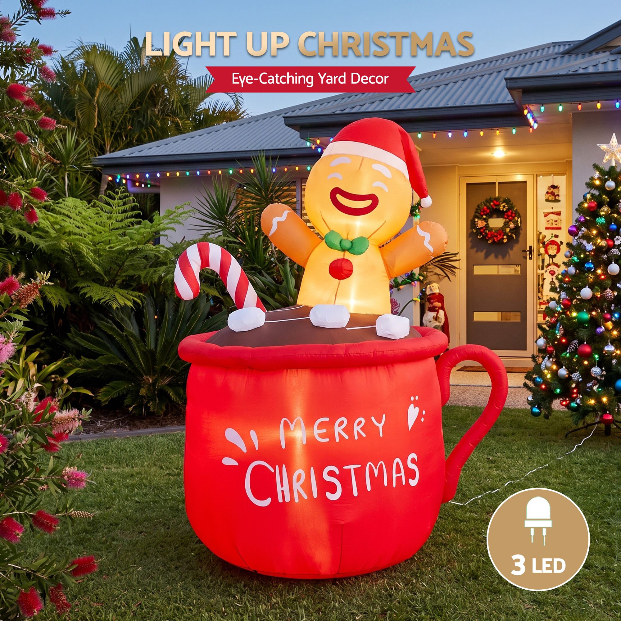 Jingle Jollys Christmas Inflatable Cup 1.8M Height LED Outdoor Decorations Illuminated โ image 5