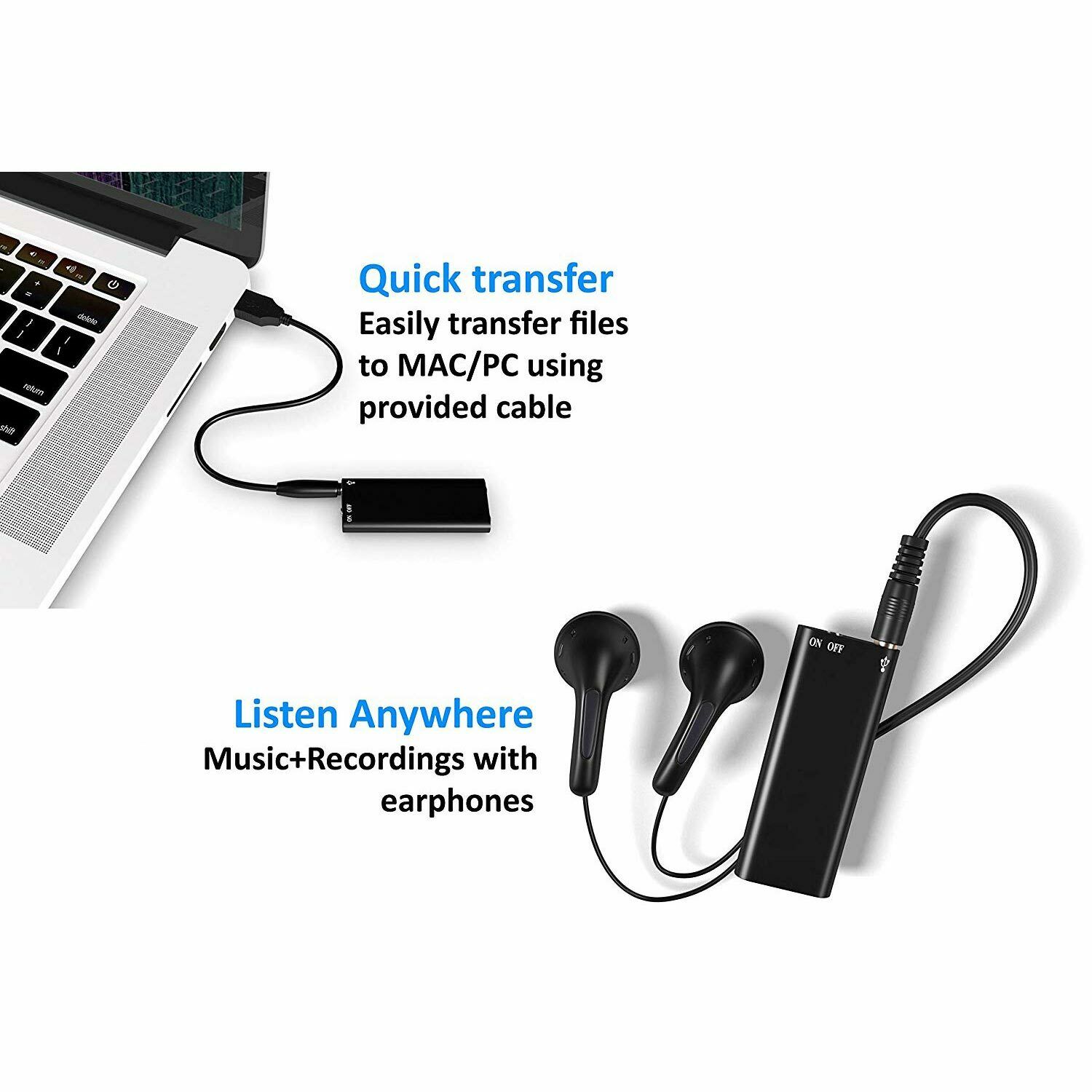 Mini Voice Activated 8GB Audio Sound Recording Continuous Listening Device with Strong Magnetic — image 5