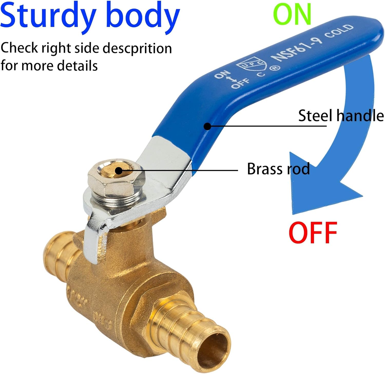 1/2 Inch Pex Full Port Shut Off Ball Valve + 3/4 Inch Pex Full Port Shut Off Ball Valve Hot and Cold — image 4
