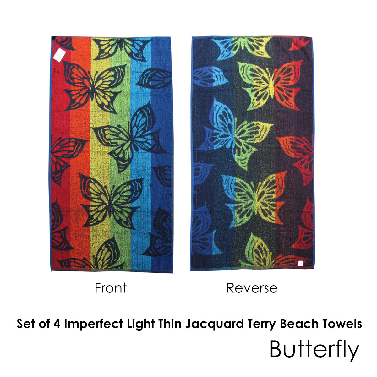 Set of 4 Imperfect Jacquard Terry Beach Towels Butterfly — image 2
