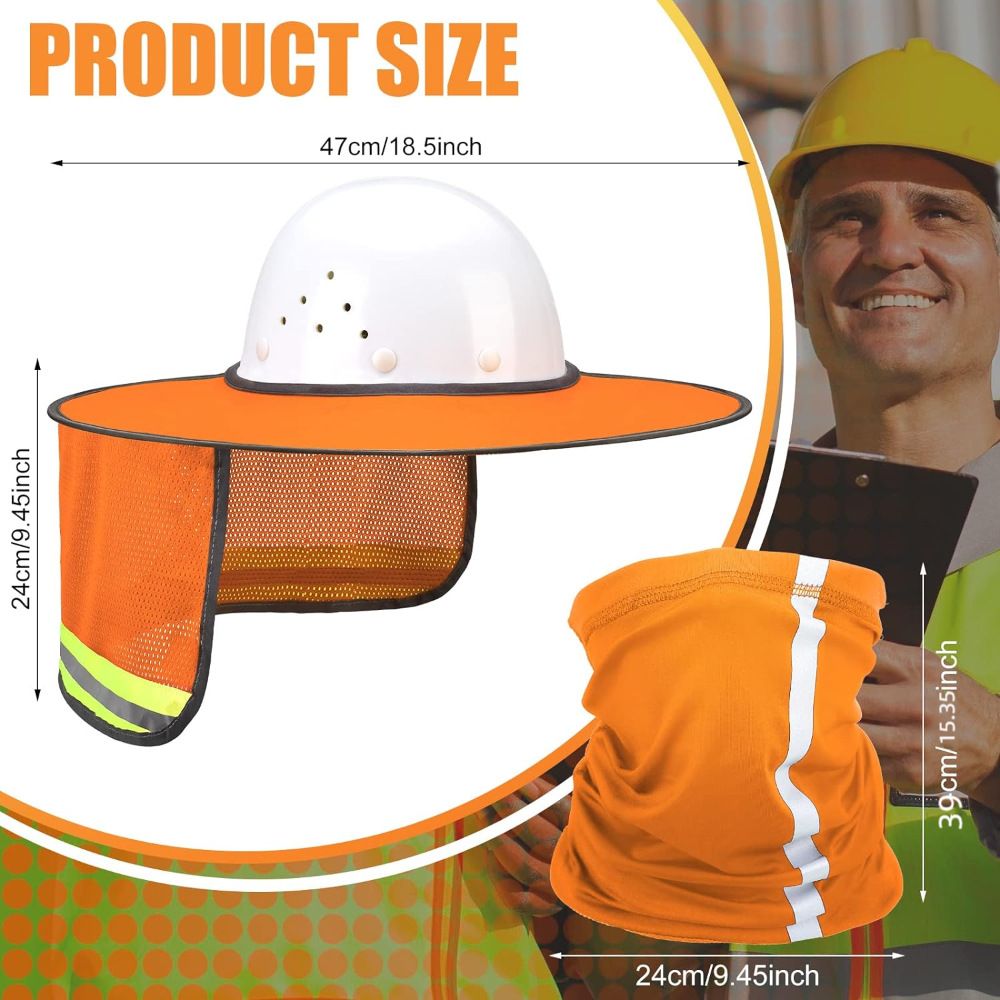 2 Pcs Hard Hat Neck Protection High Visibility Full Sun Protection and Neck Gaiter Bandana Face Scarf for Hard Hat Accessories โ image 2