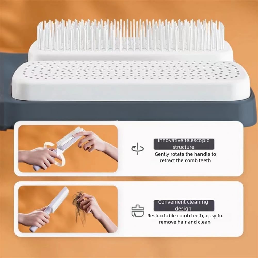 Women's Black Antistatic Hair Brush Massage Comb Retractable for Fine Hair Easily Removes Hair — image 2