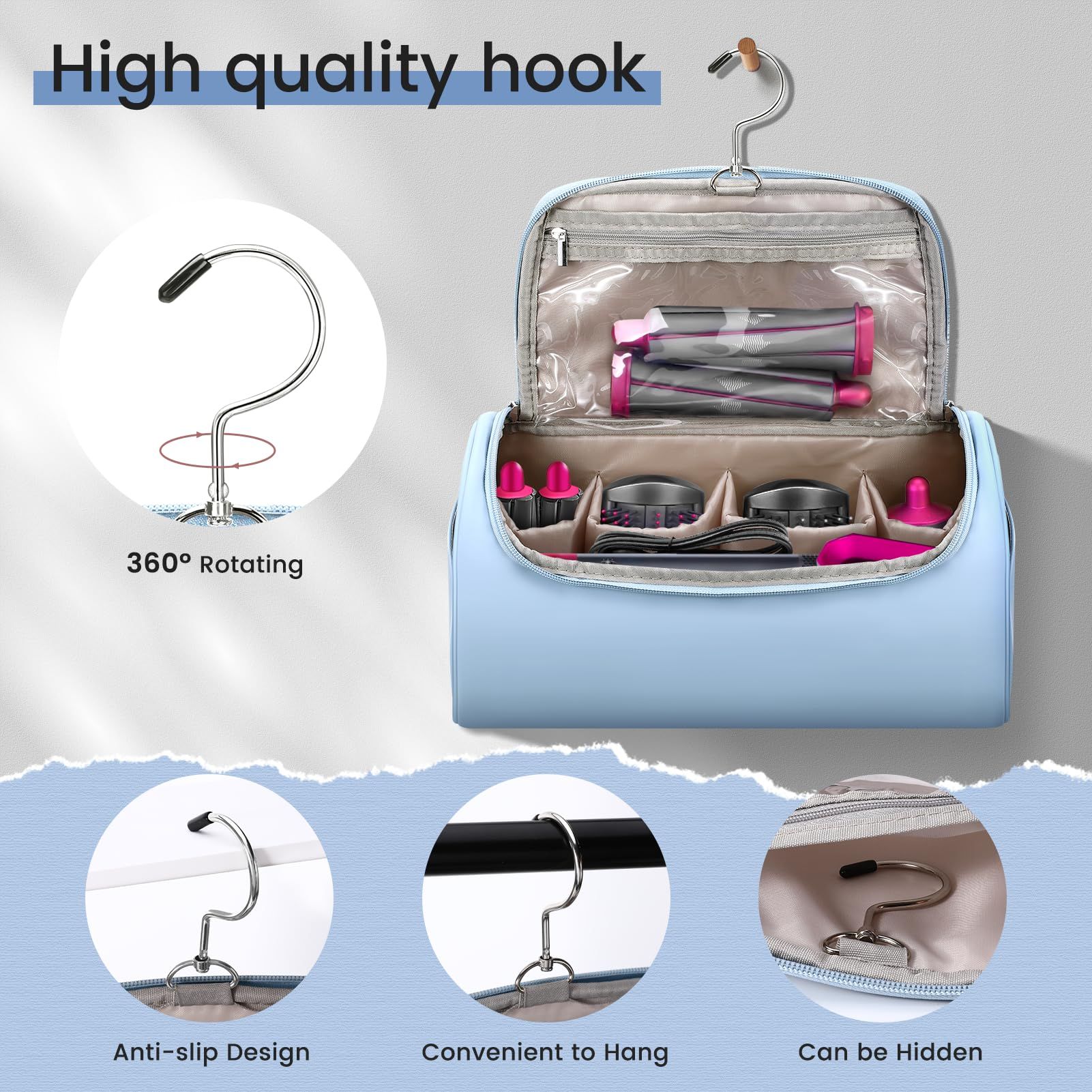 Carrying Case, Travel Case ， Waterproof Travel Storage Bag, Potable Travel Carrying Case for Style Hair Tools Travel Bag — image 4