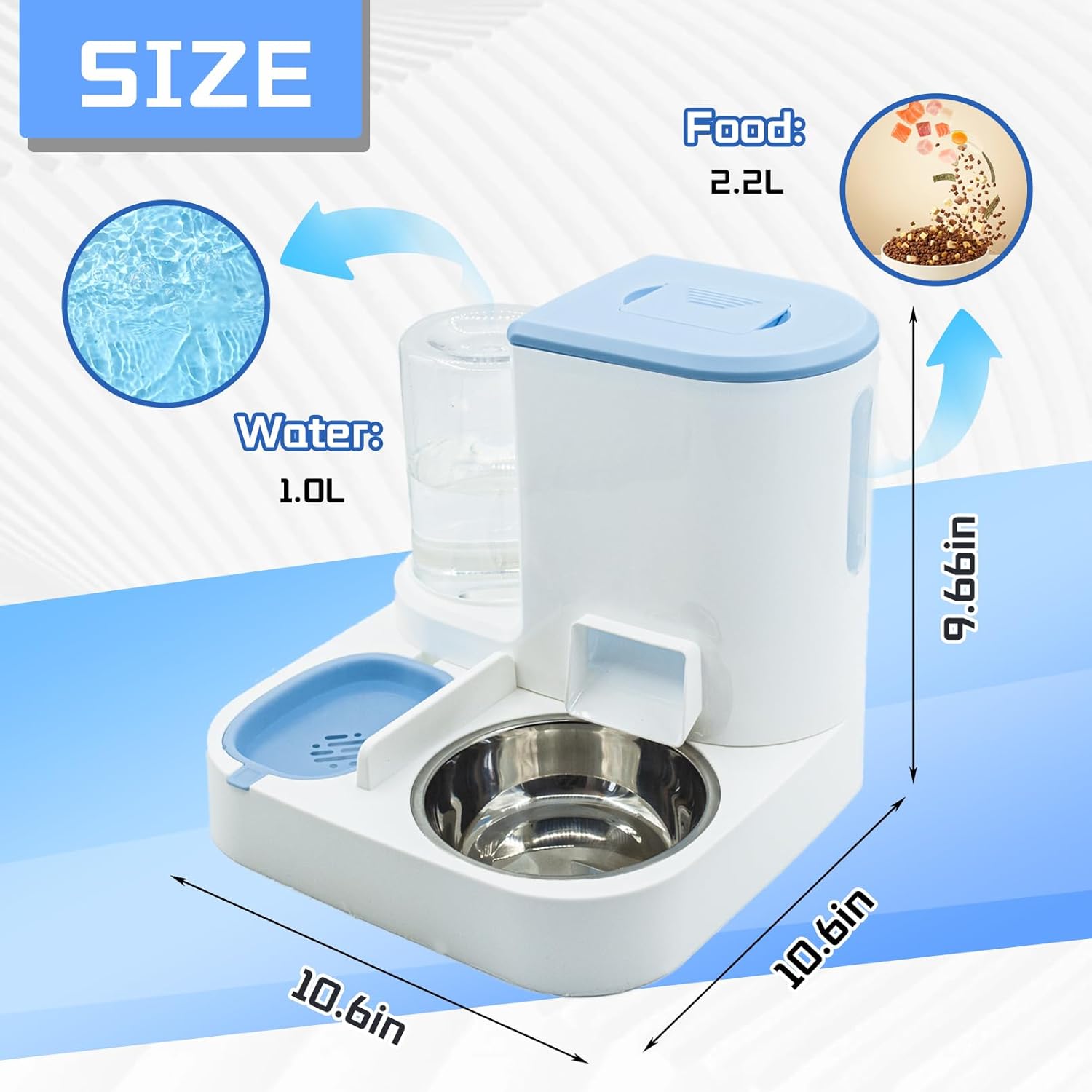 Automatic Pet Feeder and Water Bowl for Dogs and Cats - Blue — image 3