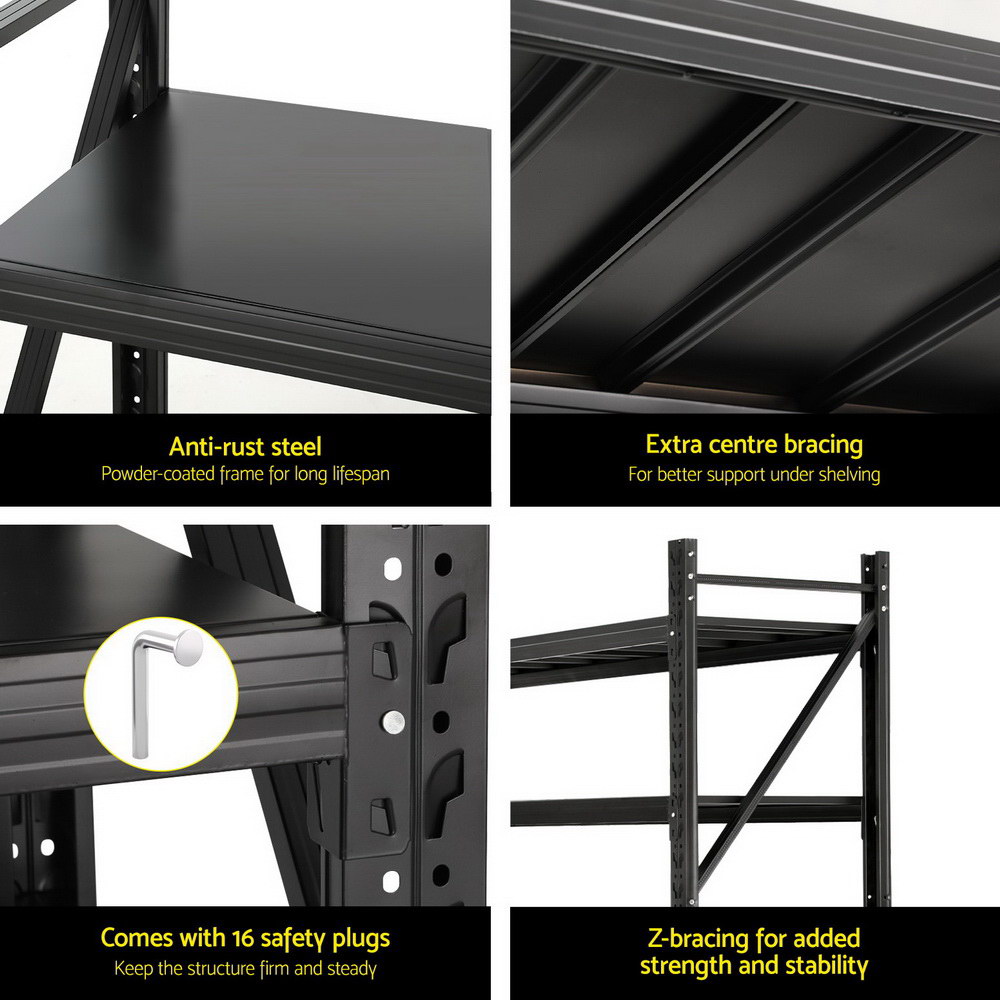 Giantz 4Mx1.8M Garage Shelving Warehouse Rack Black — image 6