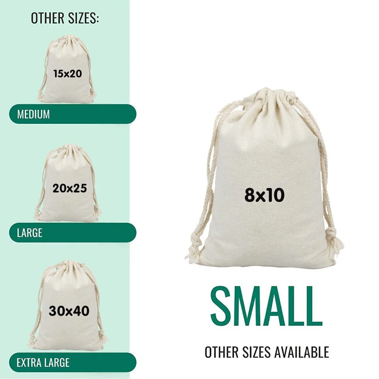 10X Canvas Cotton Drawstring Bags Linen Calico Tote Gift Storage Pouches - 25x35cm — image 4