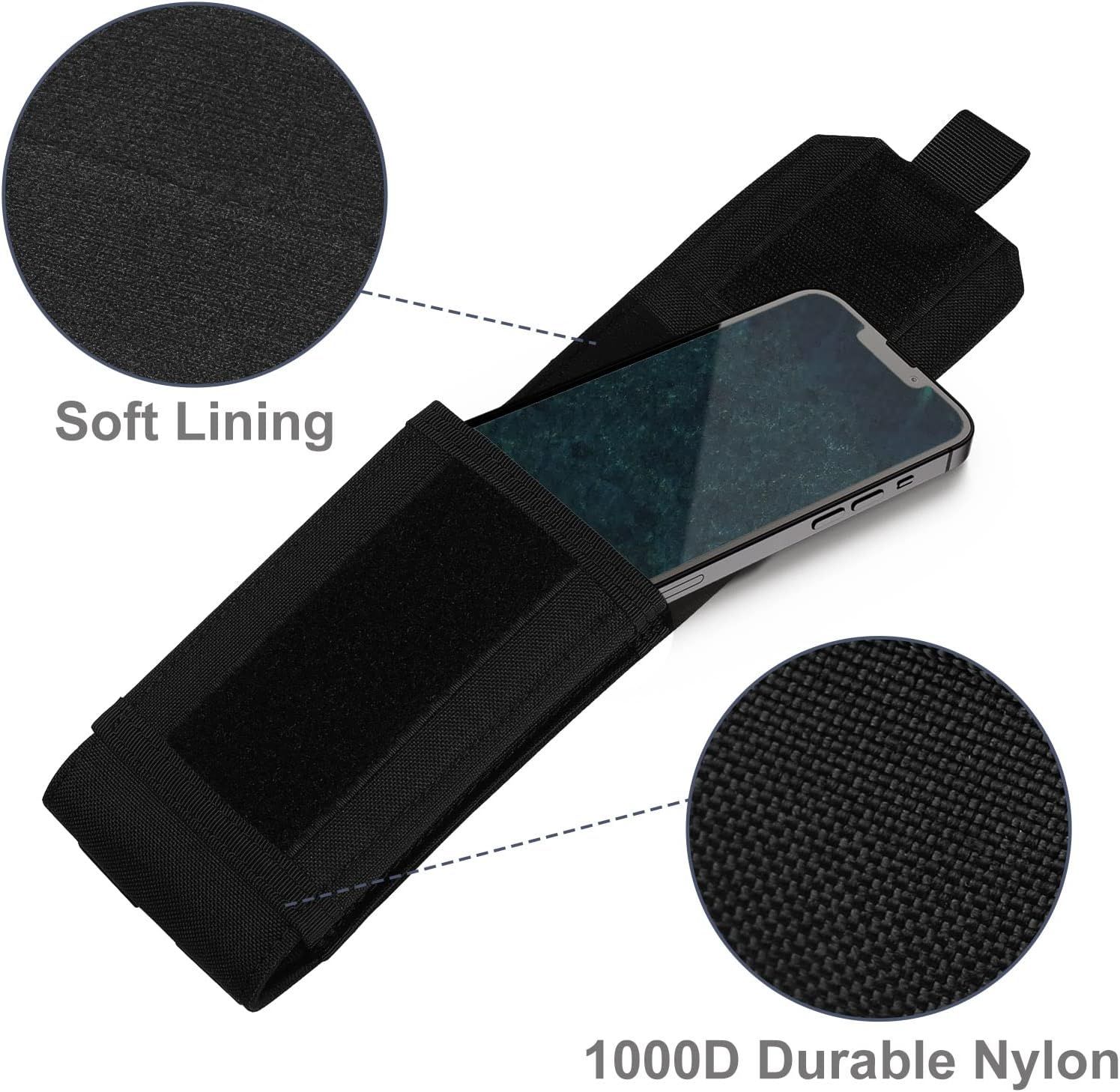Black Army Bag for Phone Belt Pouch Holster Cover Case Hoop and Loop of tactical cell phone holster for men belt is attached โ image 4