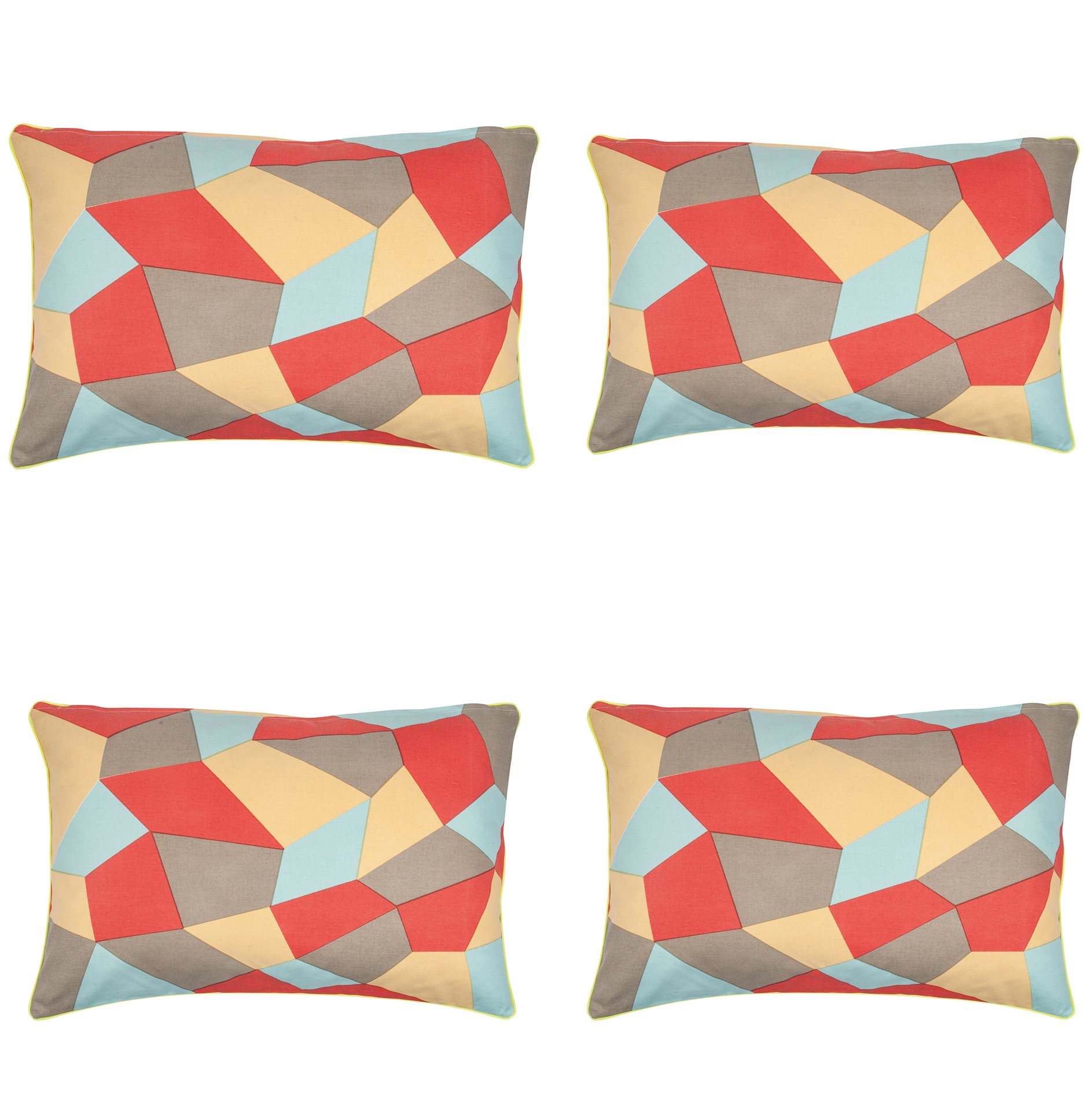 Pack of 4 Geo Beige Geometric Design 40 × 60cm Rectangle Cushion Covers
