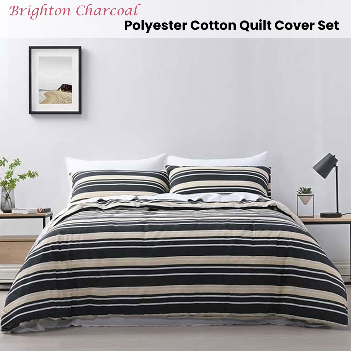 Jason Brighton Charcoal Quilt Cover Set Queen — image 2