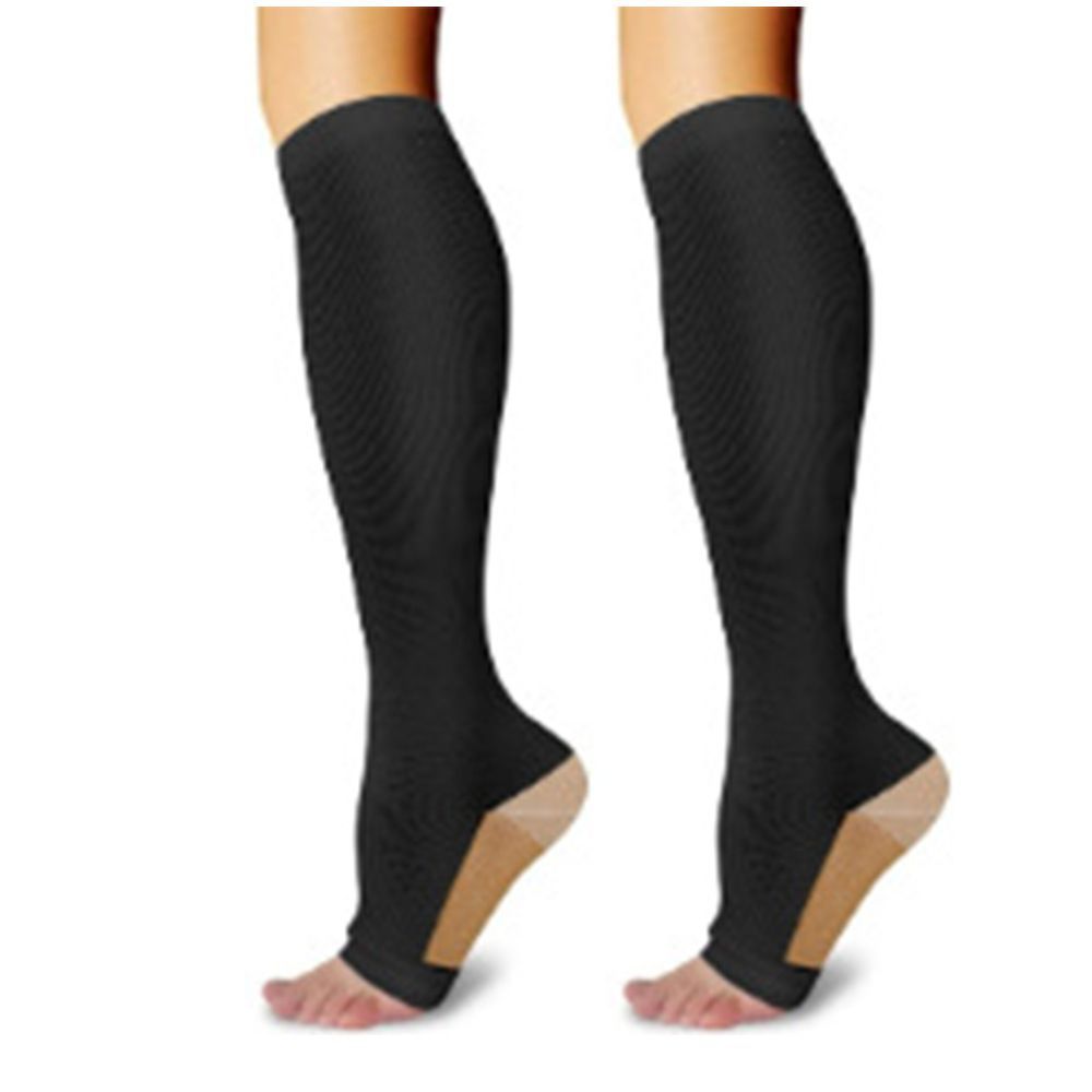 Two-Tone Open Toe Black Compression Calf Socks Size XXL (43-46)…