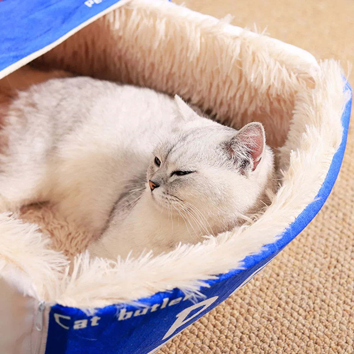 Rectangular Cookie Box Pet Bed for Cats Dogs Cat Bed Kitten Puppy Soft Pet House - Blue M — image 5