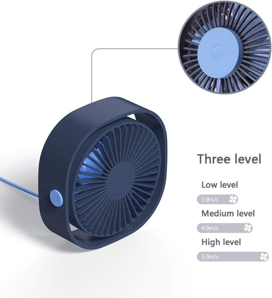 Small USB Fan Small Quiet Portable USB Powered ONLY (No Battery), Cooling Speed Setting 360° Adjustable, Blue — image 2