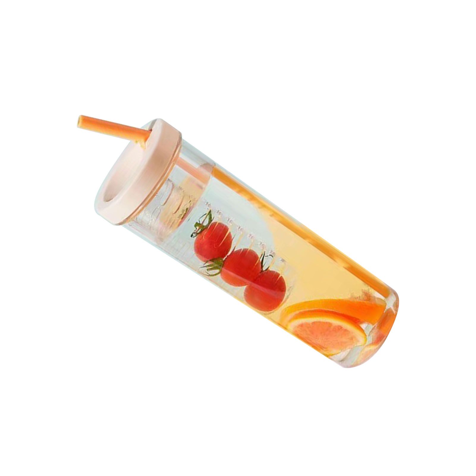 700ml Straw Cup Transparent Plastic Water Bottle with Straw Portable Juice Cup Drinking Bottle Pale Yellow — image 3
