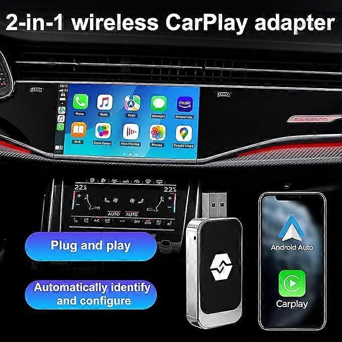 2-in-1 Wireless CarPlay Adapter for CarPlay & Android Auto, Plug & Play Dongle — image 2