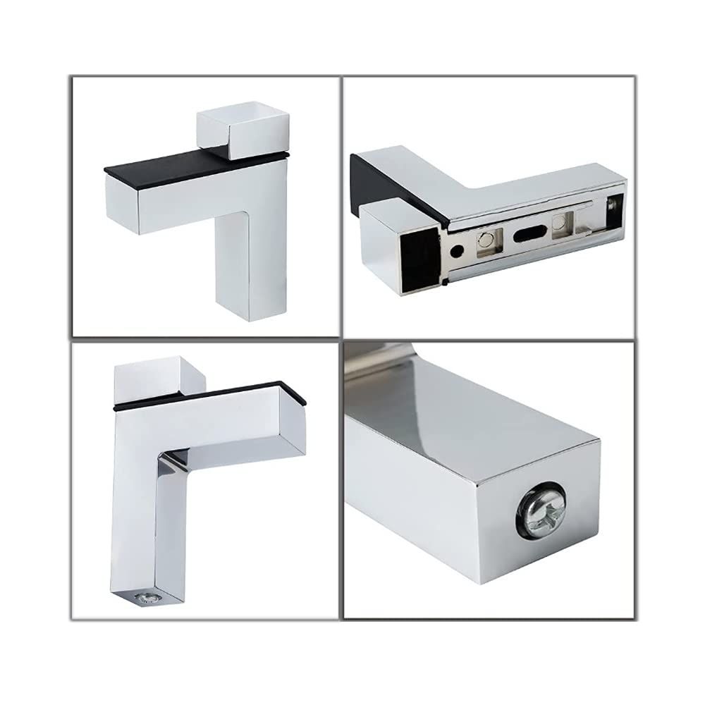 2 Pcs Adjustable Wood/Glass Floating Shelf Brackets Wall Mount, Solid Metal 90 Degree Right Angle Adjustable Wood Glass Shelf — image 4