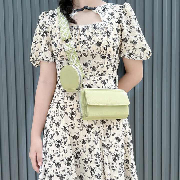 Light Pink 2-piece combination new mobile phone shoulder bag niche design one-shoulder messenger bag mobile phone bag multi-function wide shoulder strap — image 3