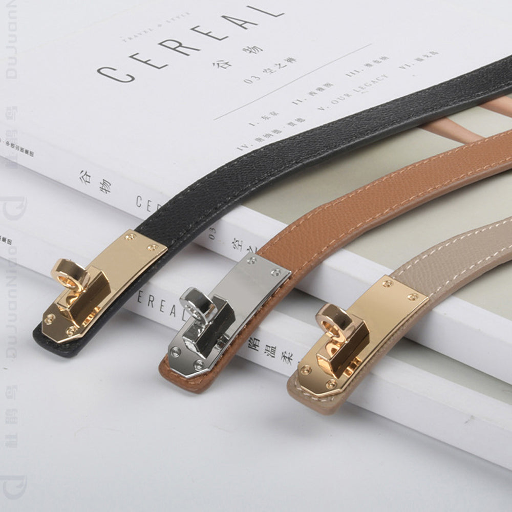 Luxury Cow Leather Women Waist Belt Slim Corset Strap Dress Shirt Belt (Caramel) — image 5