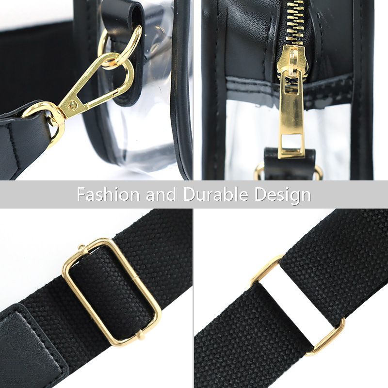 Clear PVC Crossbody Bag Stadium Approved Transparent Shoulder Phone Purse with Wide Strap for Sports Concerts — image 3