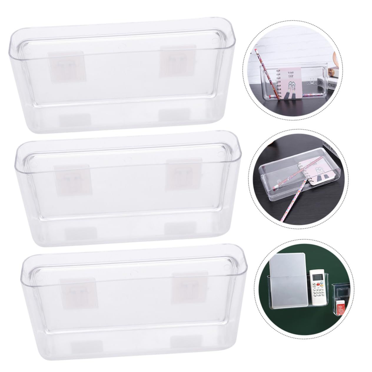 3pcs Remote Control Storage Box Adhesive Phone Wall Holder Cell Phone Charging Stand Wall Mount Phone Bracket Wall Phone Holder — image 2