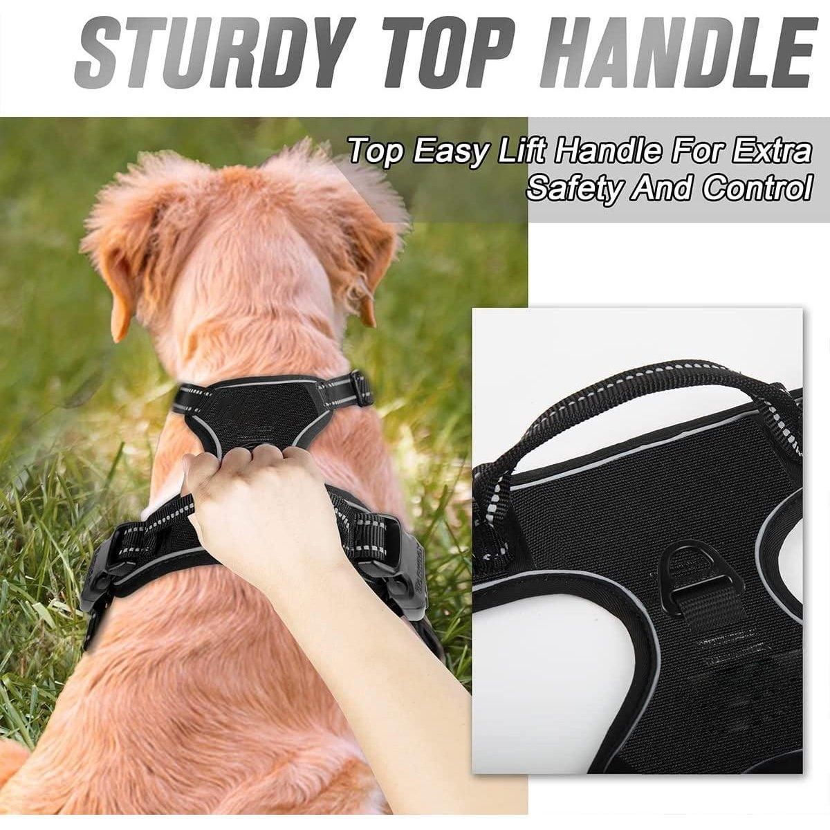 Adjustable No-Pull Dog Harness Vest S-XL Reflective Pet Training Outdoor Handle - Red-XL — image 6
