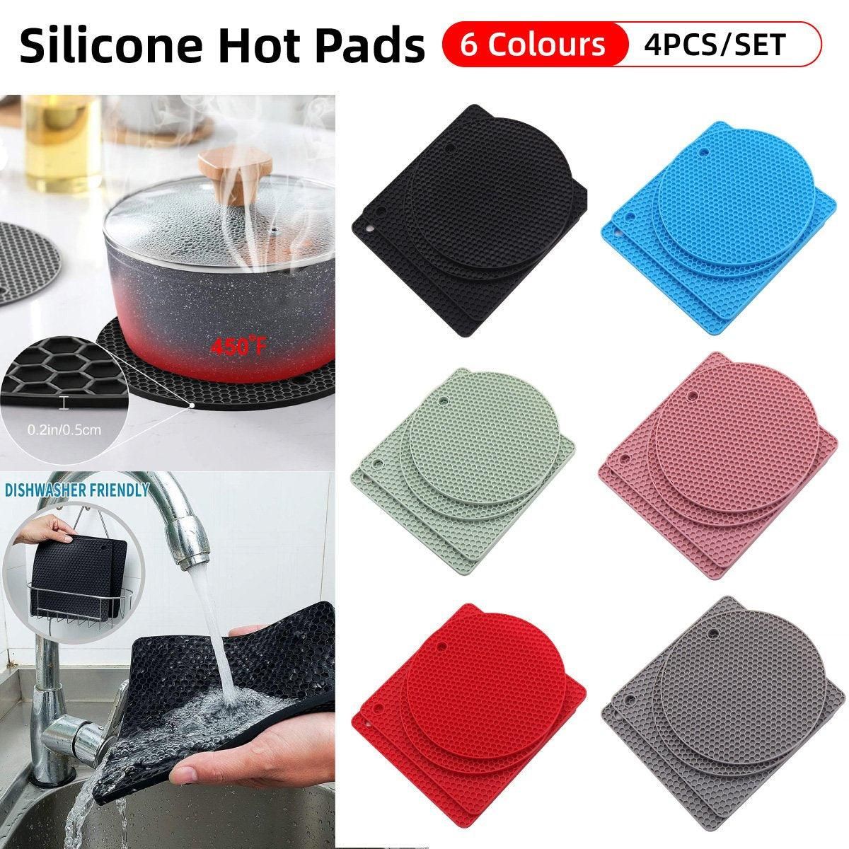4pcs Silicone Honeycomb Heat Resistant Mats Table Cup Pot Coasters Home Kitchen - Green — image 2