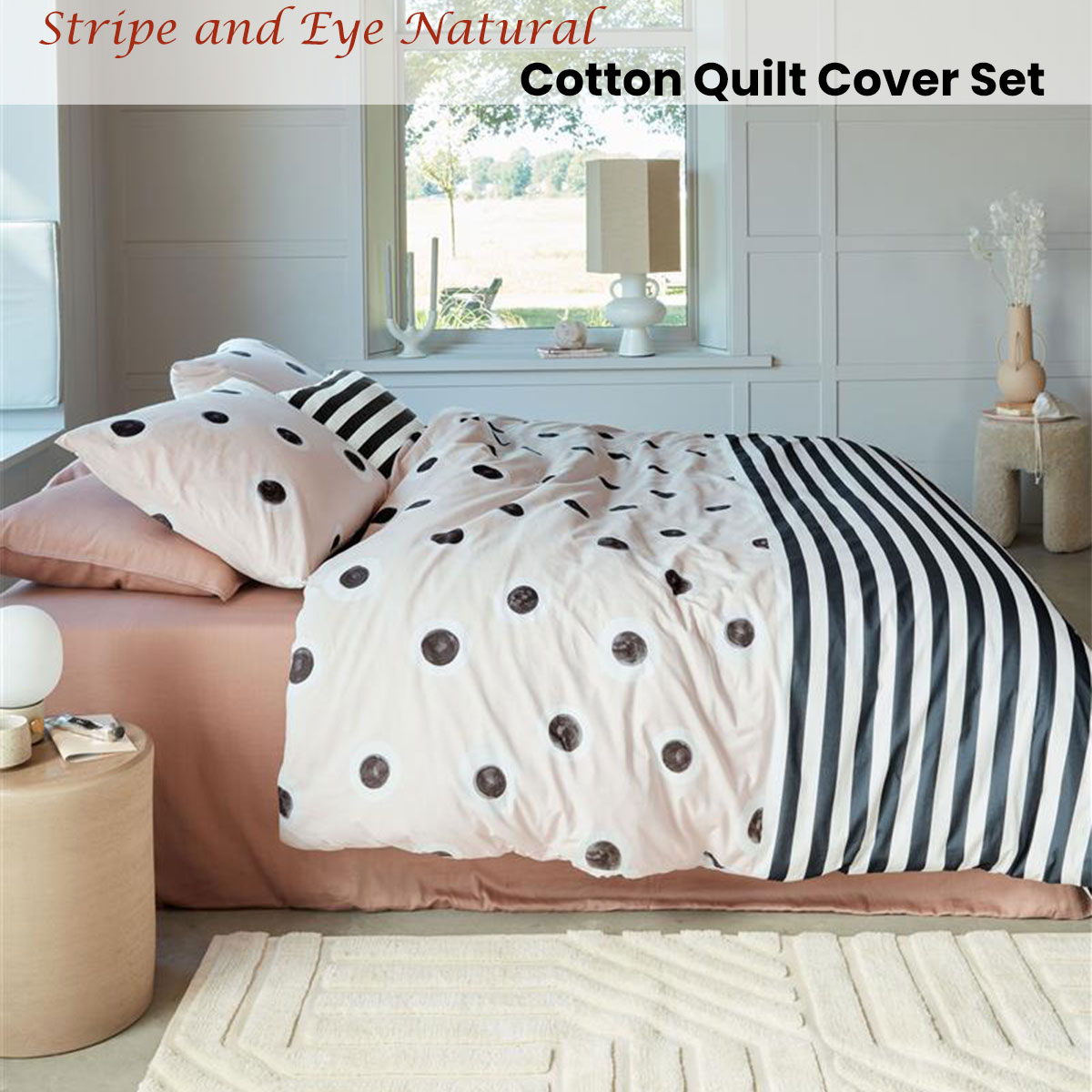 VTWonen Stripe and Eye Natural Cotton Quilt Cover Set King — image 2