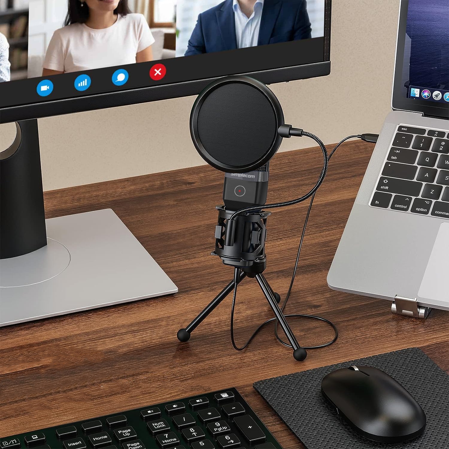 Simplecom UM650 USB Cardioid Condenser Microphone Gaming RGB Lights with Tripod & Pop Filter — image 5