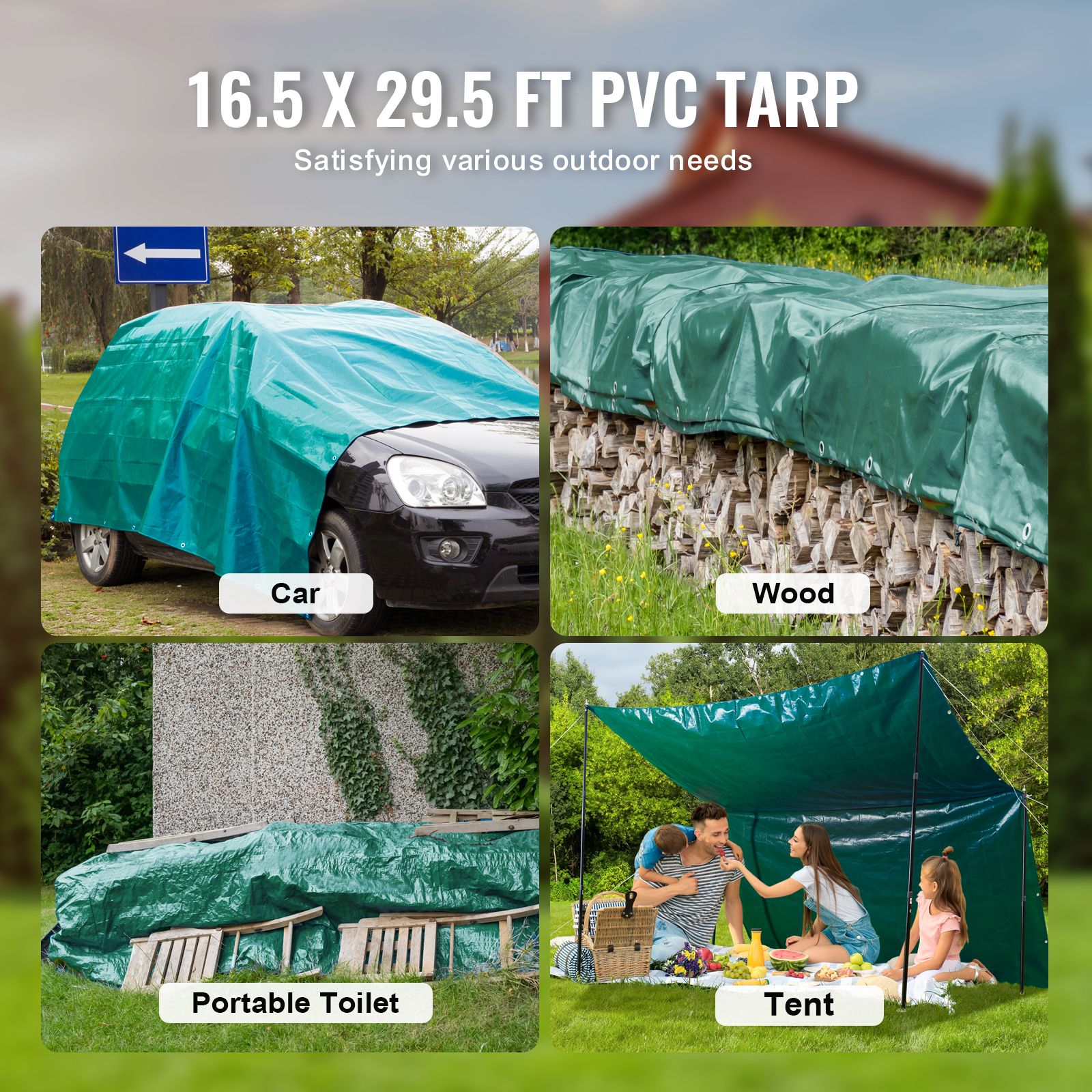 PVC Waterproof Tarp, 16.5 x 29.5 ft Heavy Duty PVC Tarpaulin, Tear-Proof and Weather-Proof, with Grommets and Reinforced Edges for Canopy Boat RV Tent Shelter โ image 6