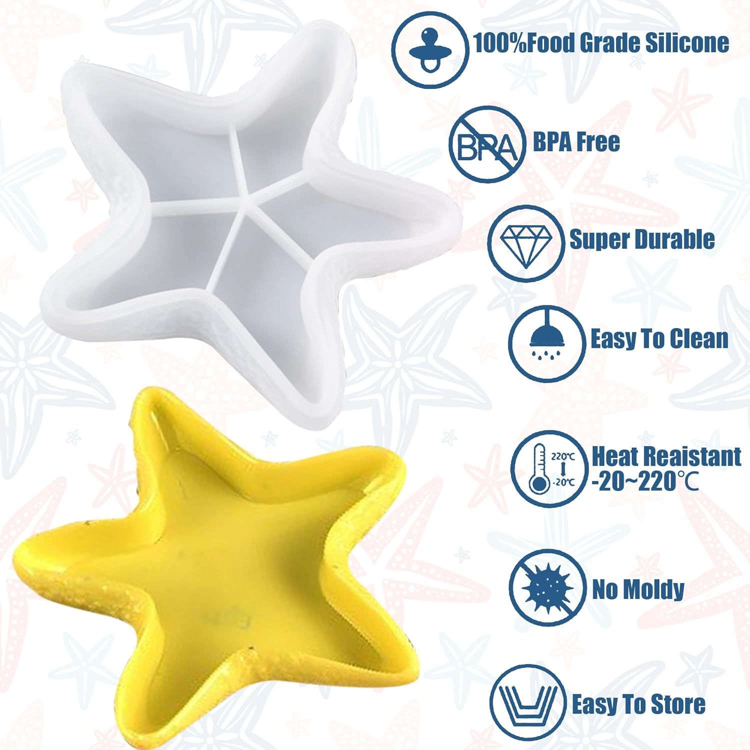 Starfish Tray Silicone Mold, Candle Holder Jewelry Plate Silicone Mold for Epoxy Resin, Trinkets Container Storage Dish Mould for Resin Concrete Cement Art โ image 4