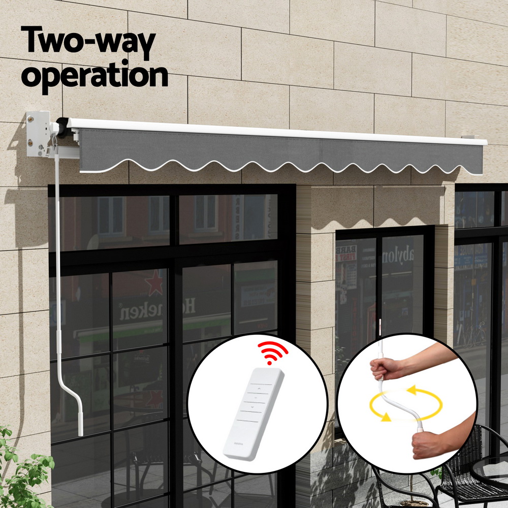 Instahut Retractable Folding Arm Awning Motorised Sunshade 4.5Mx2.5M Grey — image 6