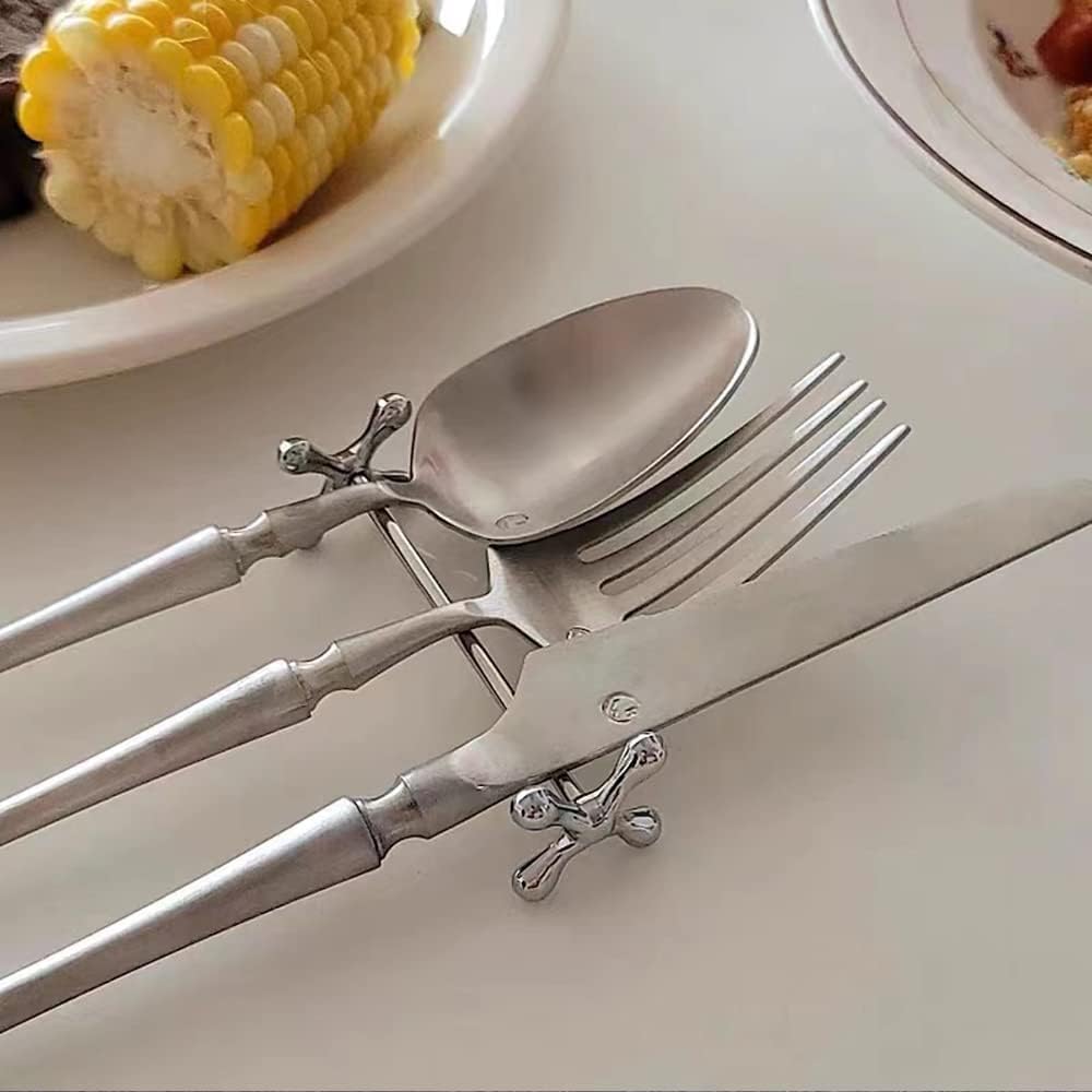 6 Pack Metal Knife Rests, Classic Cutlery Holders for Table Settings, Dinner Parties and Everyday Dining, Silver, 8 x 3 cm — image 2