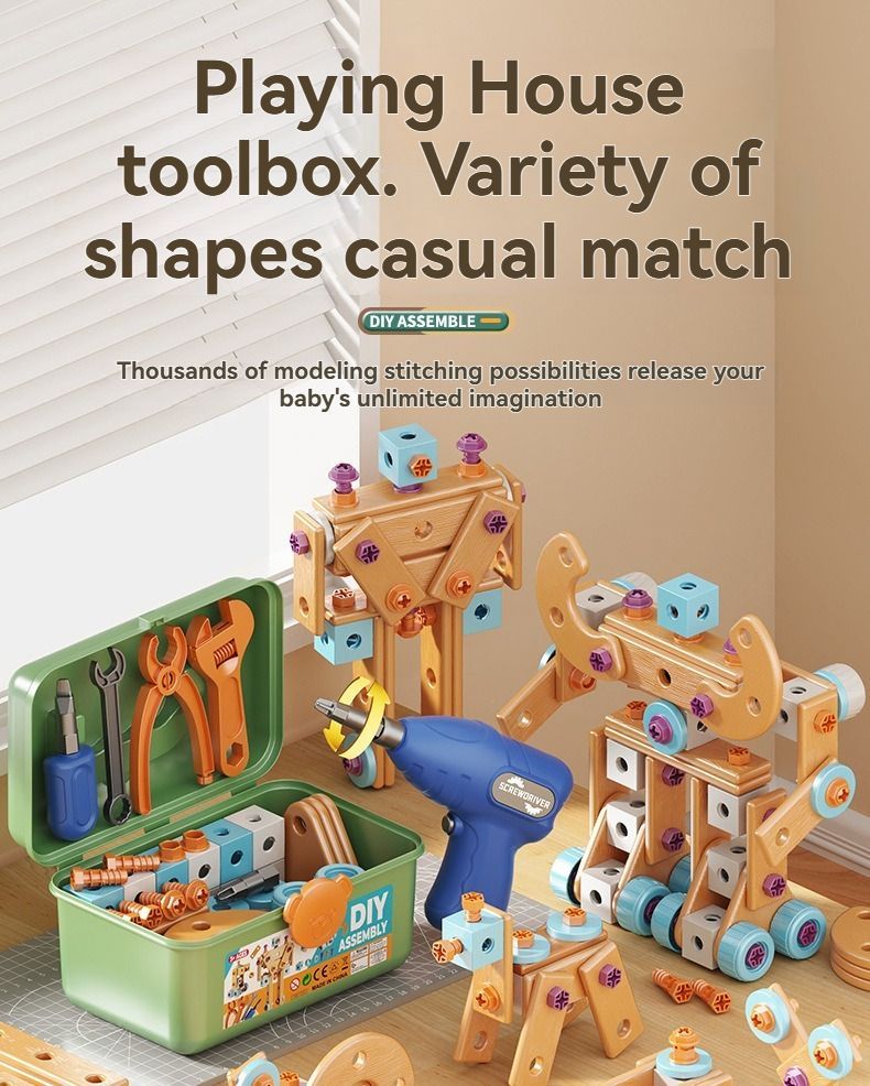 DIY assembly toy, wooden building set, electric drill toy for kids, educational construction toy, creative puzzle set, children's tool kit — image 5