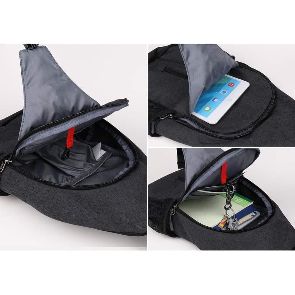 Multifunctional Shoulder Crossbody Chest Backpack with Headphone Jack, Unisex for Hiking Traveling Climbing, Red — image 5