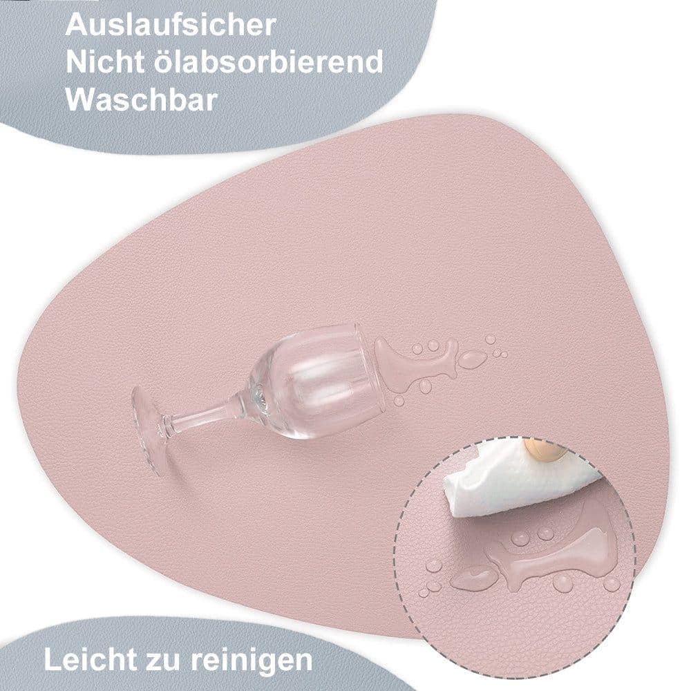 4-Pack Faux Leather Placemats Waterproof Non-Slip Easy-to-Dry Double-Sided, Pink, 12x18 Inches — image 2