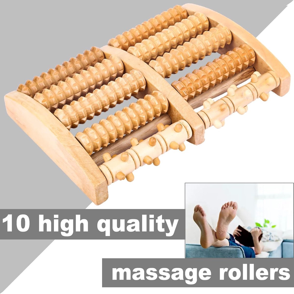 Wooden Foot Massager - Foot Massage Roller - Massage Device - Massage Roller - Foot Roller - Wooden Foot Massage Roller - Reflexology - Improves Blood — image 3