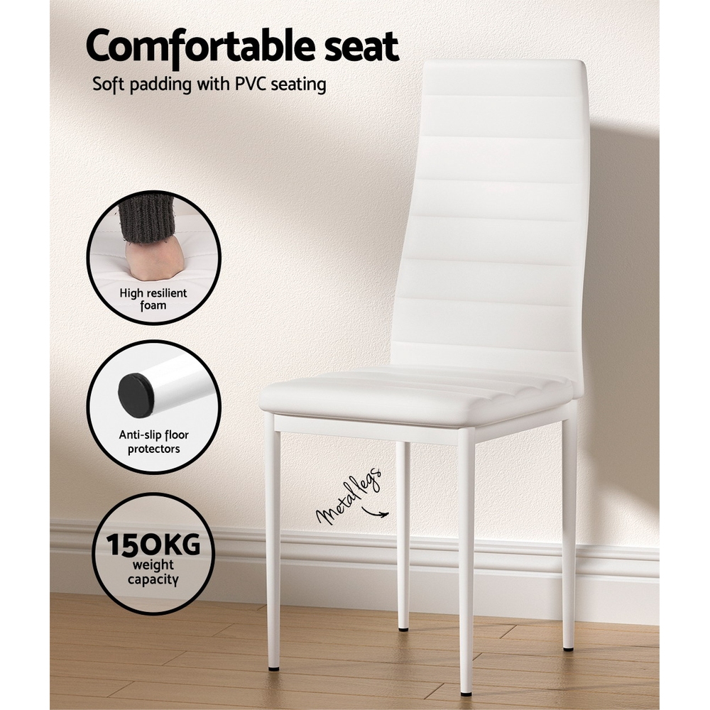 Artiss Dining Chairs and Table Dining Set 4 Chair Set Of 5 White โ image 5