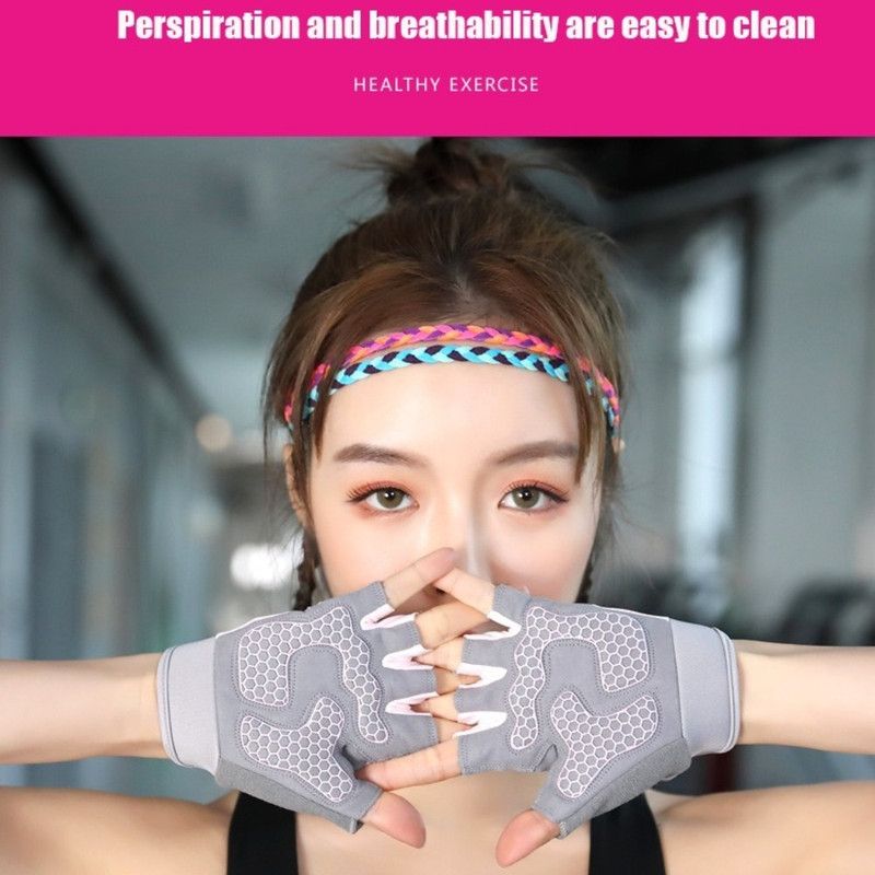 Gray - Size S - Silicone Anti-Slip Half-Finger Workout Gloves, Breathable Shock-Absorbing Gym Gloves for Cycling, One Pair, Unisex โ image 6