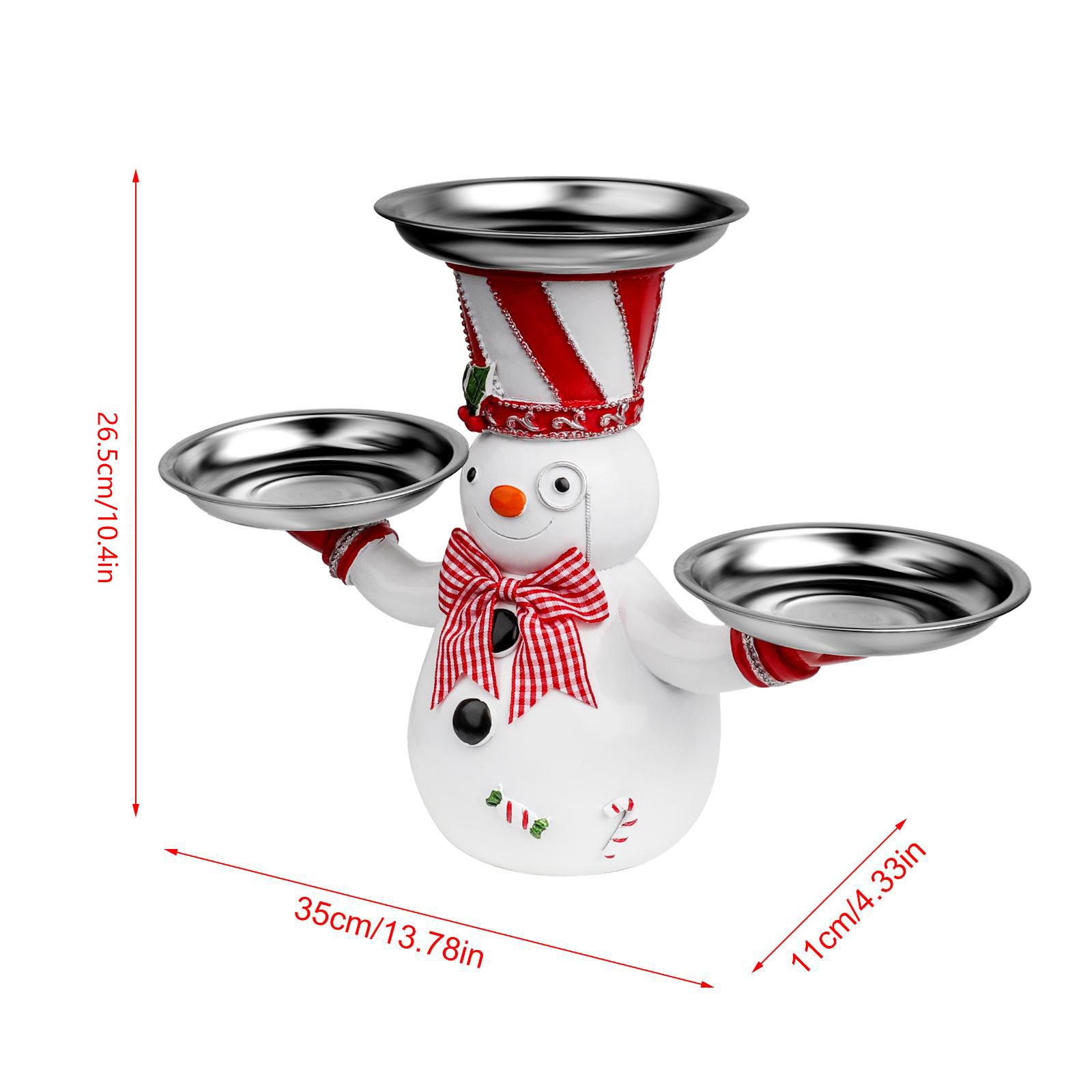 Christmas Snowman Treats Holder Santa Holding Tray Fruit Bowl Rack Resin Home Party Food Snack Storage Rack — image 2