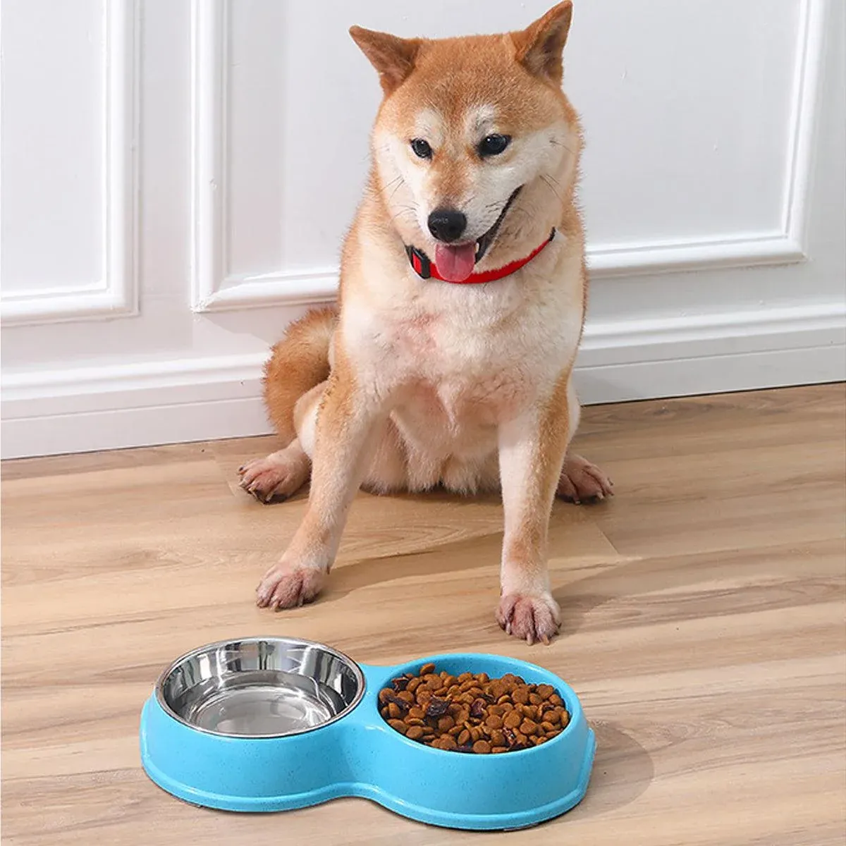 Dog Slow Feeder Double Bowl Pet Food and Water Dish - Pink โ image 5