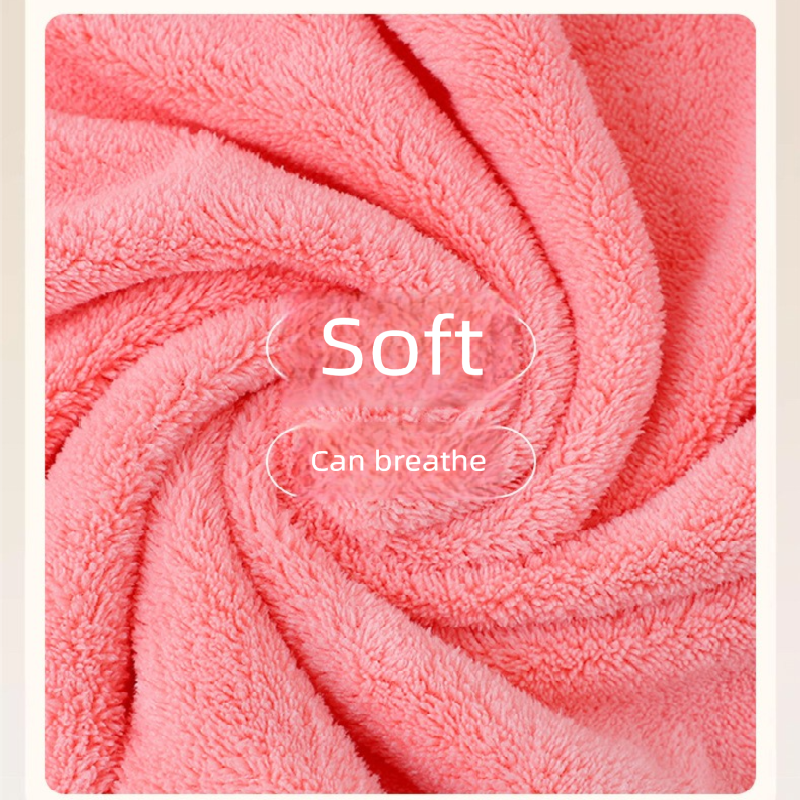 Pink Coral Fleece Thick Towel and Bath Towel Set – 4 Face Towels and 2 Bath Towels in Solid Colors, Highly Absorbent and Ultra-Soft for Home Use — image 3