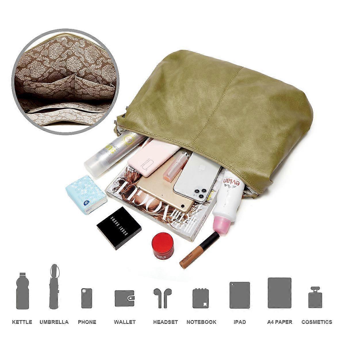 Women's Soft Leather Tote Bags 3pcs Fashion Handbag Wallet Shoulder Purse Set โ image 5