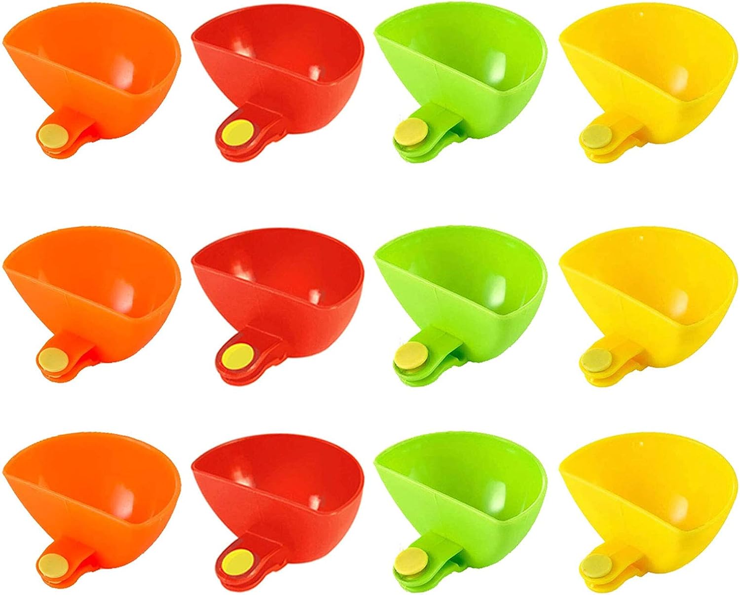 12 Pack Assorted Colors Modern, Compact Plastic Dip Bowl, Progressive Assorted Plate Clip-on Holder for Spice, Salt, Tomato Sauce, Sugar, Vinegar