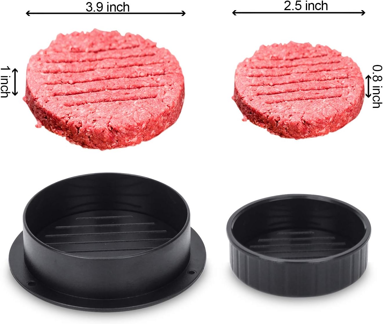 Burger Press, Hamburger Press Patty Maker With 100Pcs Hamburger Patty Paper, 3 in 1 Non Stick Patty Mold for Stuffed Burgers, Sliders, Veggie Beef Burger — image 3