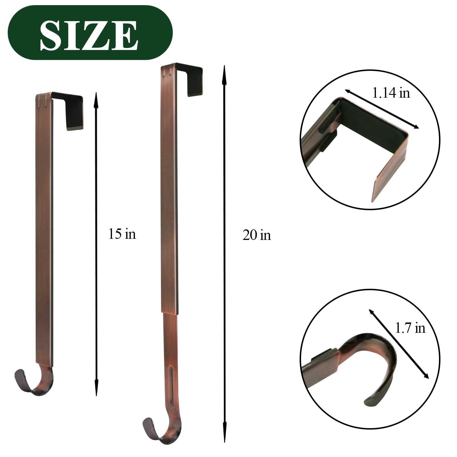 Wreath Hanger for Front Door, Adjustable Wreath Hanger from 15 to 25 Inches Wreath Hanger, 20 lbs Larger Door Upgrade (Bronze) — image 4