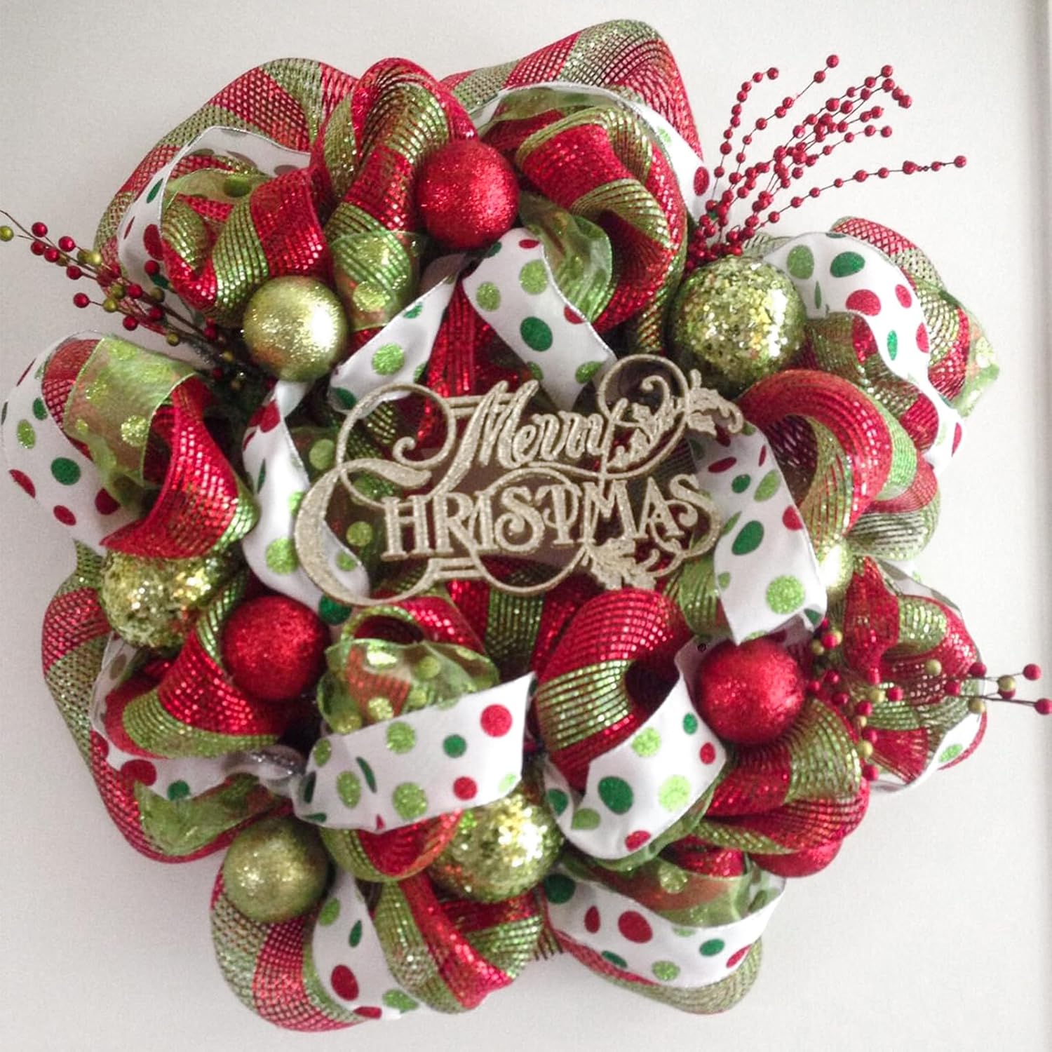 Red and Green Mesh Ribbon - 10 Inch Metallic Foil Stripe Decor for Christmas Tree, Wreaths, DIY Crafts, Valentine's Day β image 4