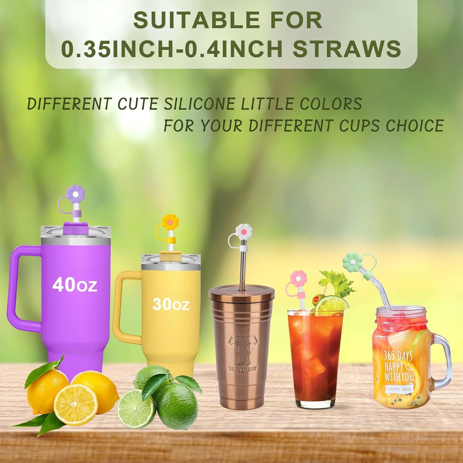 6Pcs Straw Covers Cap Toppers, 0.4in /10mm Straws Cap for 20&30&40oz Tumbler Drinking Cup with Handle, Reusable Cute Silicone Tips Lids Protectors for Water โ image 6